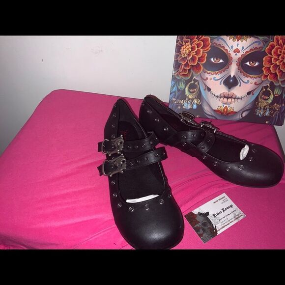Demonia DAISY-03 Skull Buckle Mary Janes - Picture 2 of 5